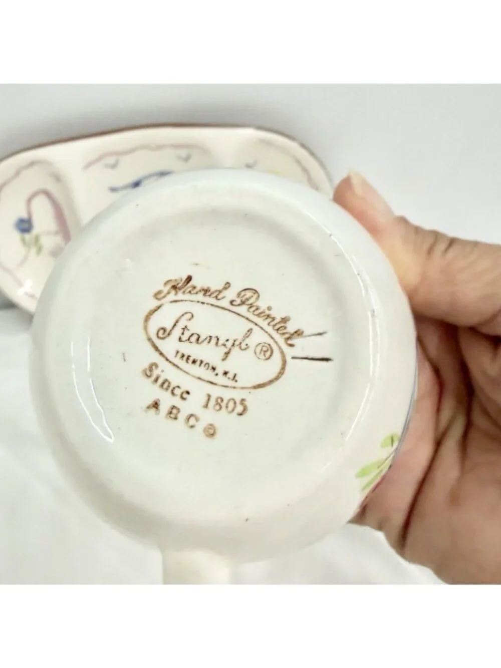 Stangl Hand Painted ABC Child’s Divided Plate & Mug Set Trenton NJ Vintage